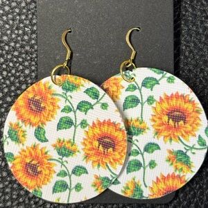 Sunflower Print Earrings